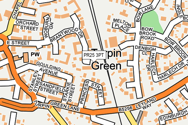 PR25 3PT map - OS OpenMap – Local (Ordnance Survey)