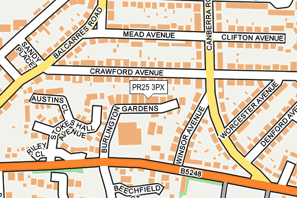 PR25 3PX map - OS OpenMap – Local (Ordnance Survey)