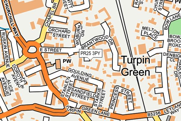 PR25 3PY map - OS OpenMap – Local (Ordnance Survey)