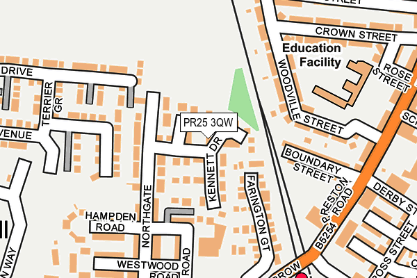 PR25 3QW map - OS OpenMap – Local (Ordnance Survey)