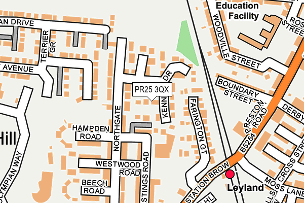 PR25 3QX map - OS OpenMap – Local (Ordnance Survey)