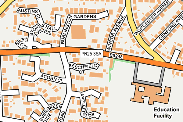 PR25 3SA map - OS OpenMap – Local (Ordnance Survey)