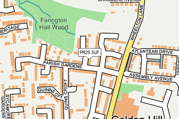 PR25 3UF map - OS OpenMap – Local (Ordnance Survey)