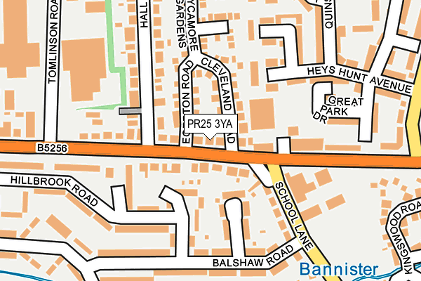 PR25 3YA map - OS OpenMap – Local (Ordnance Survey)