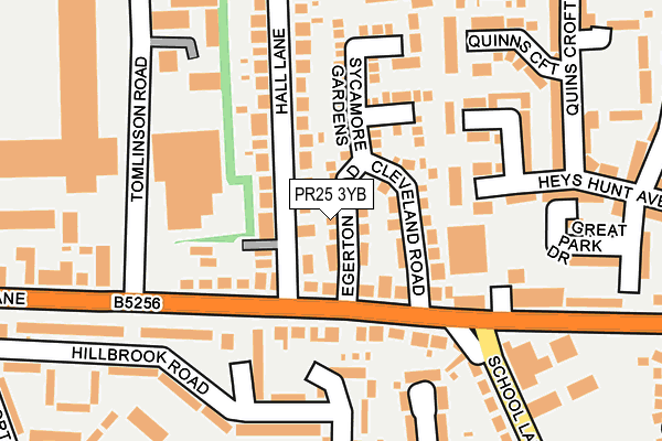 PR25 3YB map - OS OpenMap – Local (Ordnance Survey)