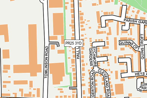 PR25 3YD map - OS OpenMap – Local (Ordnance Survey)
