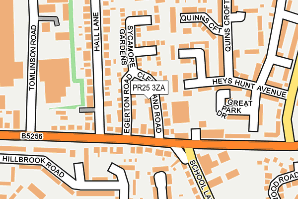 PR25 3ZA map - OS OpenMap – Local (Ordnance Survey)