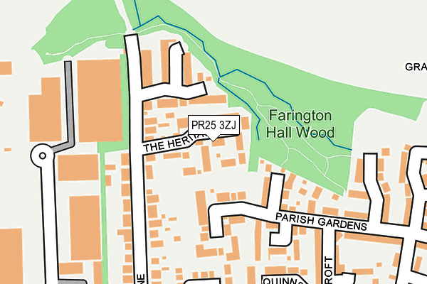 PR25 3ZJ map - OS OpenMap – Local (Ordnance Survey)