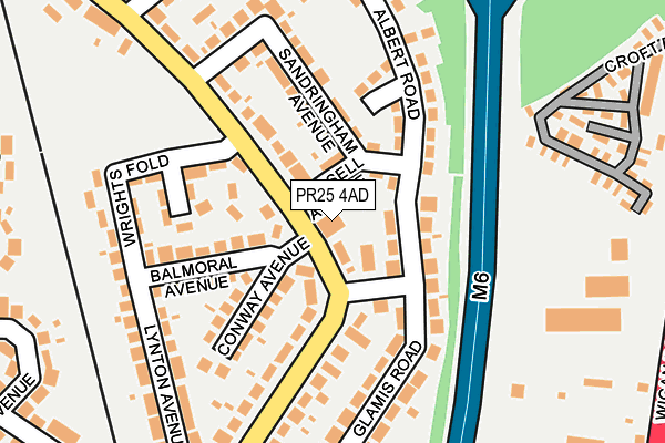 PR25 4AD map - OS OpenMap – Local (Ordnance Survey)