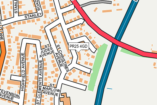 PR25 4GD map - OS OpenMap – Local (Ordnance Survey)