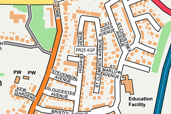 PR25 4GP map - OS OpenMap – Local (Ordnance Survey)