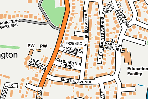 PR25 4GQ map - OS OpenMap – Local (Ordnance Survey)