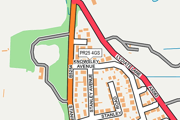 PR25 4GS map - OS OpenMap – Local (Ordnance Survey)