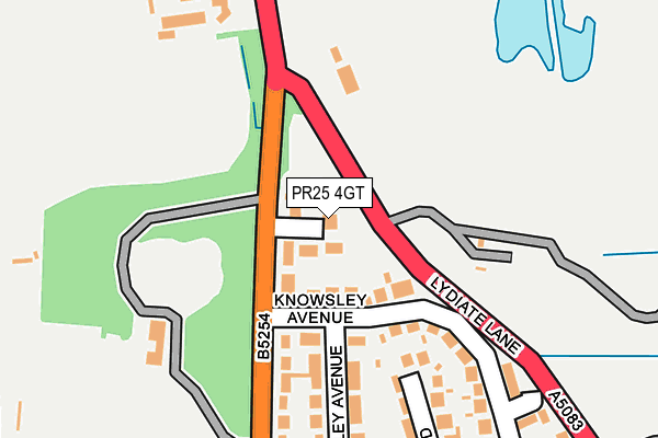 PR25 4GT map - OS OpenMap – Local (Ordnance Survey)