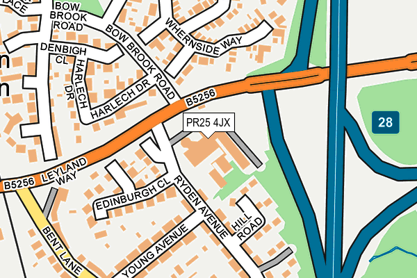 PR25 4JX map - OS OpenMap – Local (Ordnance Survey)