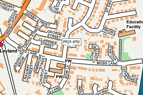 PR25 4PW map - OS OpenMap – Local (Ordnance Survey)