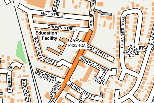 PR25 4QA map - OS OpenMap – Local (Ordnance Survey)