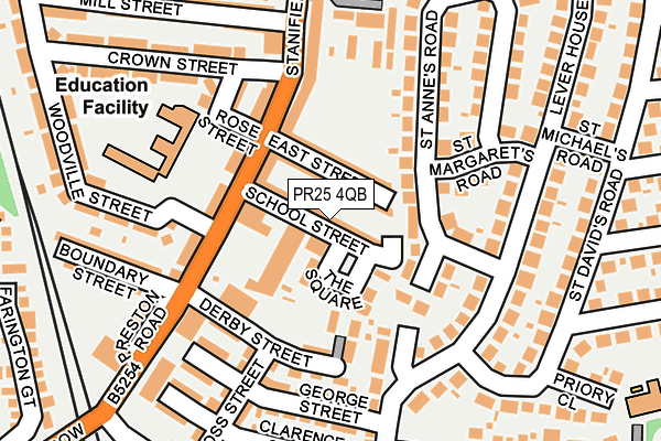 PR25 4QB map - OS OpenMap – Local (Ordnance Survey)