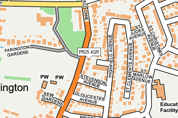 PR25 4QR map - OS OpenMap – Local (Ordnance Survey)