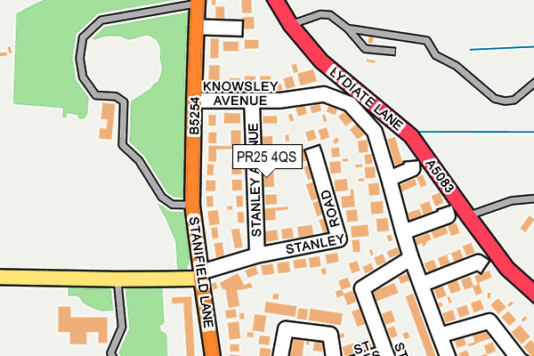 PR25 4QS map - OS OpenMap – Local (Ordnance Survey)