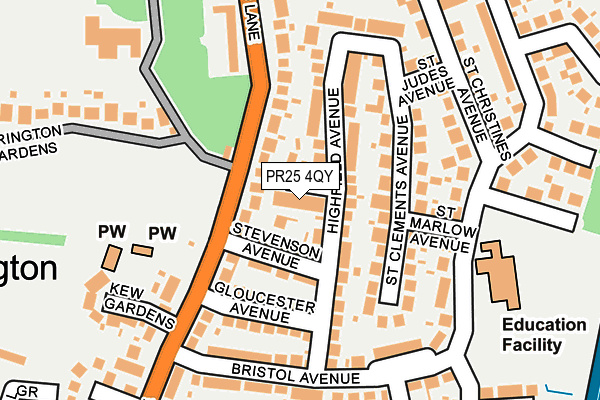 PR25 4QY map - OS OpenMap – Local (Ordnance Survey)