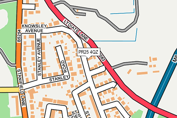PR25 4QZ map - OS OpenMap – Local (Ordnance Survey)