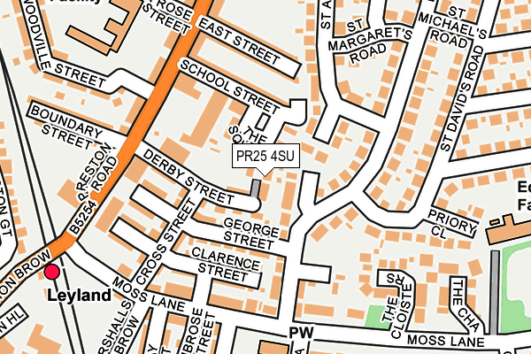 PR25 4SU map - OS OpenMap – Local (Ordnance Survey)