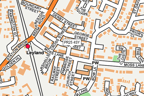 PR25 4SY map - OS OpenMap – Local (Ordnance Survey)