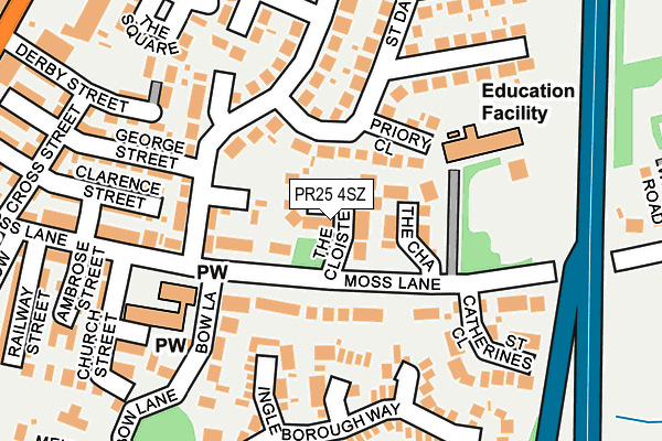 PR25 4SZ map - OS OpenMap – Local (Ordnance Survey)