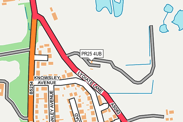 PR25 4UB map - OS OpenMap – Local (Ordnance Survey)