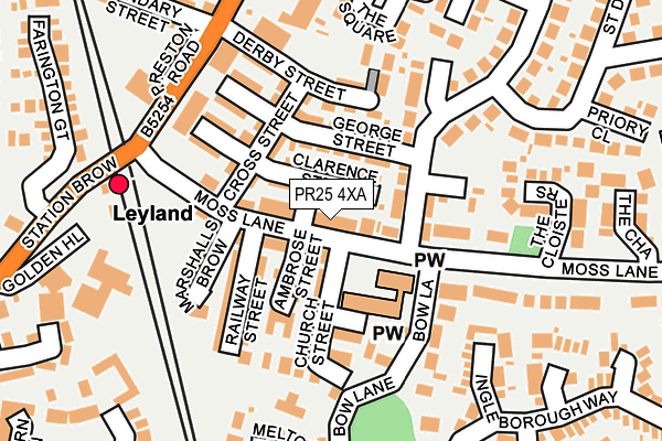 PR25 4XA map - OS OpenMap – Local (Ordnance Survey)