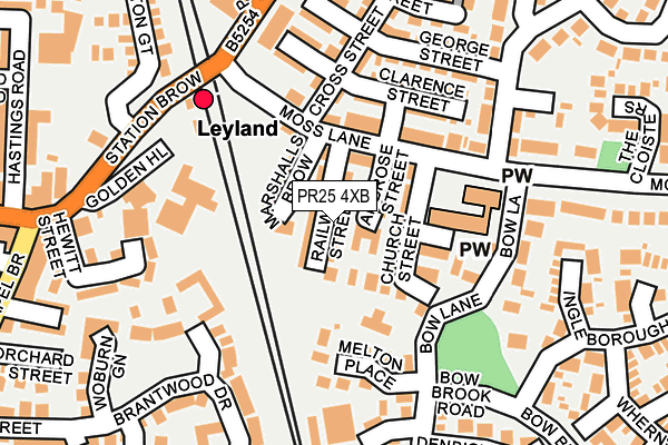 PR25 4XB map - OS OpenMap – Local (Ordnance Survey)