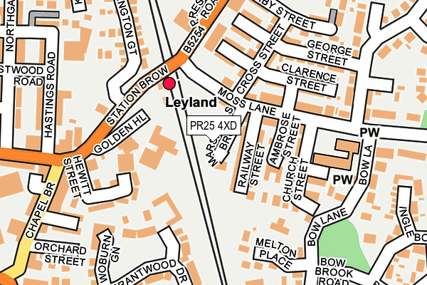 PR25 4XD map - OS OpenMap – Local (Ordnance Survey)