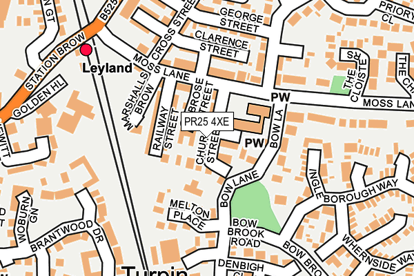 PR25 4XE map - OS OpenMap – Local (Ordnance Survey)