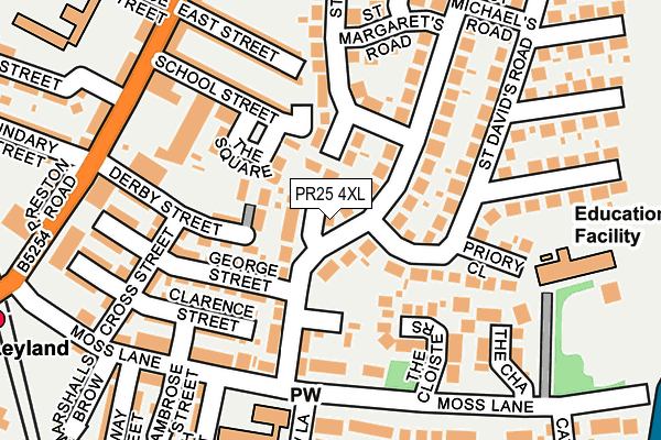 PR25 4XL map - OS OpenMap – Local (Ordnance Survey)