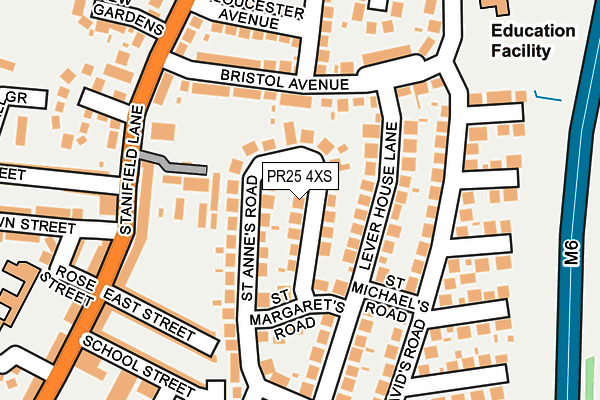 PR25 4XS map - OS OpenMap – Local (Ordnance Survey)