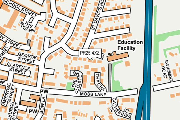 PR25 4XZ map - OS OpenMap – Local (Ordnance Survey)