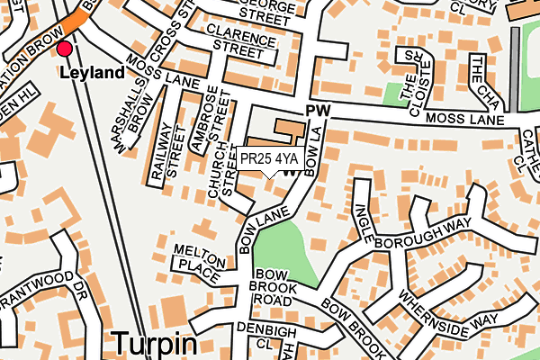 PR25 4YA map - OS OpenMap – Local (Ordnance Survey)