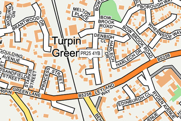 PR25 4YB map - OS OpenMap – Local (Ordnance Survey)