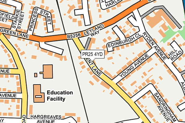 PR25 4YD map - OS OpenMap – Local (Ordnance Survey)