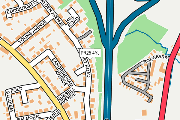 PR25 4YJ map - OS OpenMap – Local (Ordnance Survey)