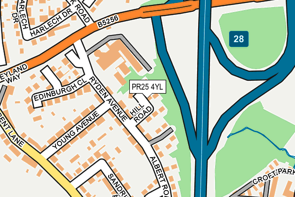 PR25 4YL map - OS OpenMap – Local (Ordnance Survey)
