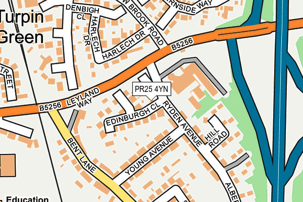 PR25 4YN map - OS OpenMap – Local (Ordnance Survey)