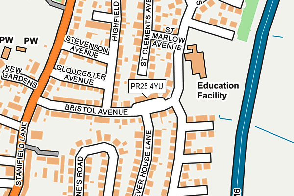 PR25 4YU map - OS OpenMap – Local (Ordnance Survey)