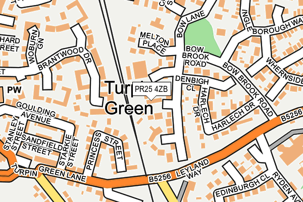 PR25 4ZB map - OS OpenMap – Local (Ordnance Survey)