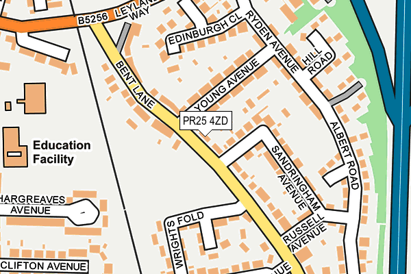 PR25 4ZD map - OS OpenMap – Local (Ordnance Survey)