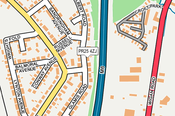 PR25 4ZJ map - OS OpenMap – Local (Ordnance Survey)