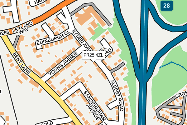 PR25 4ZL map - OS OpenMap – Local (Ordnance Survey)