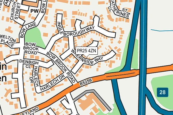 PR25 4ZN map - OS OpenMap – Local (Ordnance Survey)