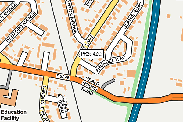 PR25 4ZQ map - OS OpenMap – Local (Ordnance Survey)